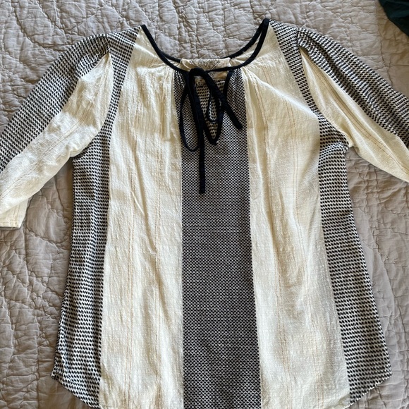 Ace&Jig cream & black gauzy cotton top M turnaround (can be worn front/back) - Picture 1 of 9